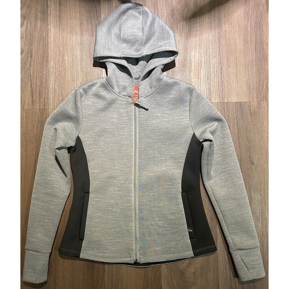 Women’s Full Zip Hoodie Jacket Sz M Gray Athletic Activewear Lightweight Hood